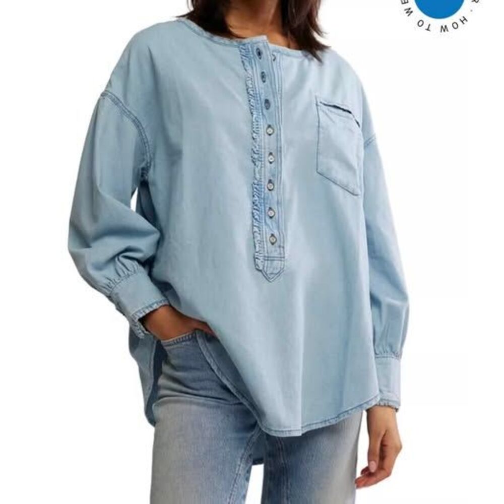 We The Free Denim Dreaming Pullover size M oversize